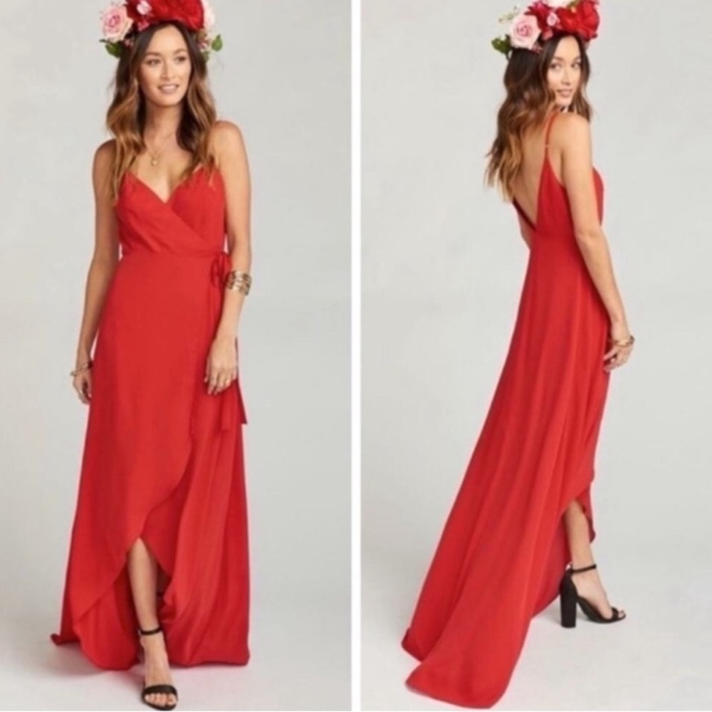 Show Me Your MuMu Mariah Wrap Dress Maxi In Red NWT Size Small
